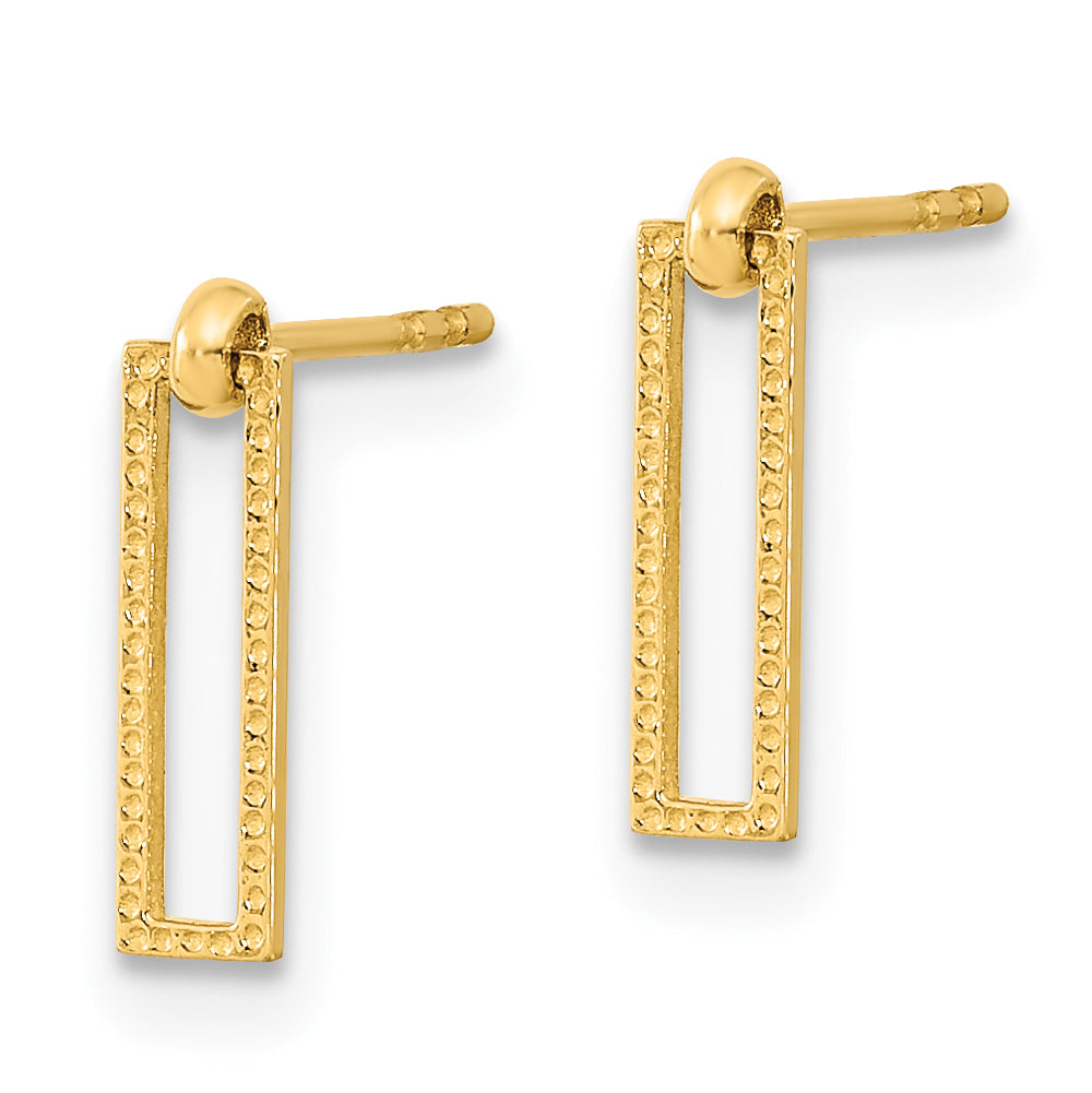 14K Polished Open Rectangle Dangle Post Earrings Secondary image