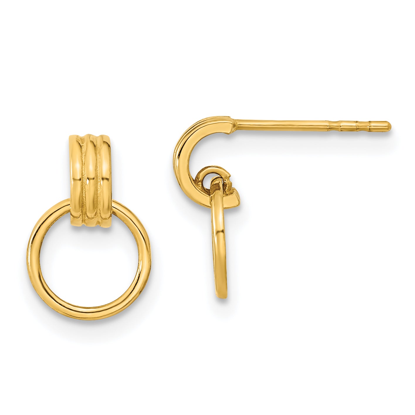 14K Polished Dangle Circle Post Earrings Main image