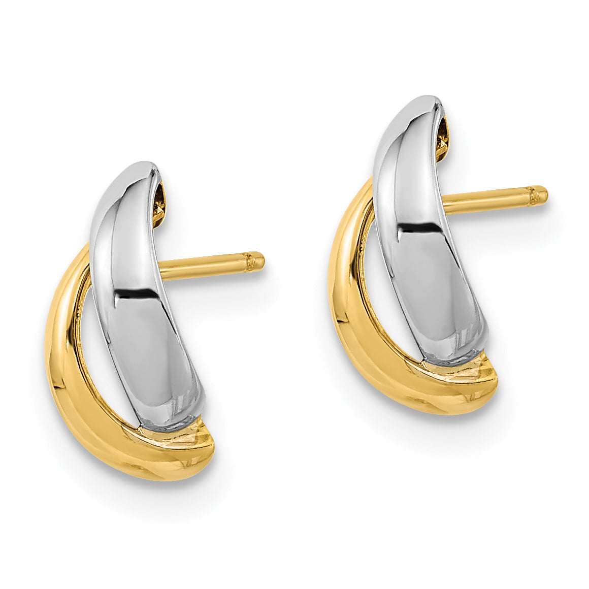 14K Gold White Rhodium Fancy Teardrop Post Earrings Secondary image