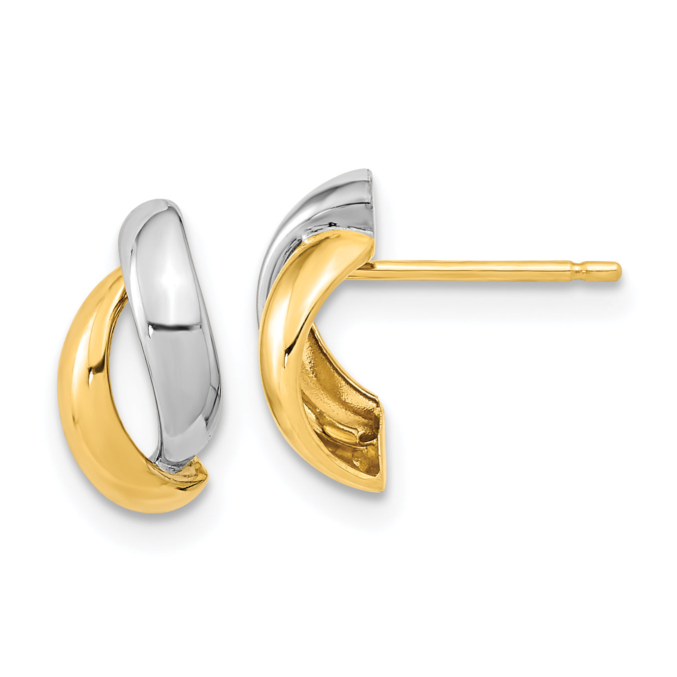 14K Gold White Rhodium Fancy Teardrop Post Earrings Main image