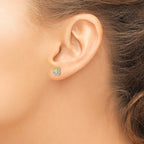 14K Polished Flower CZ Post Earrings