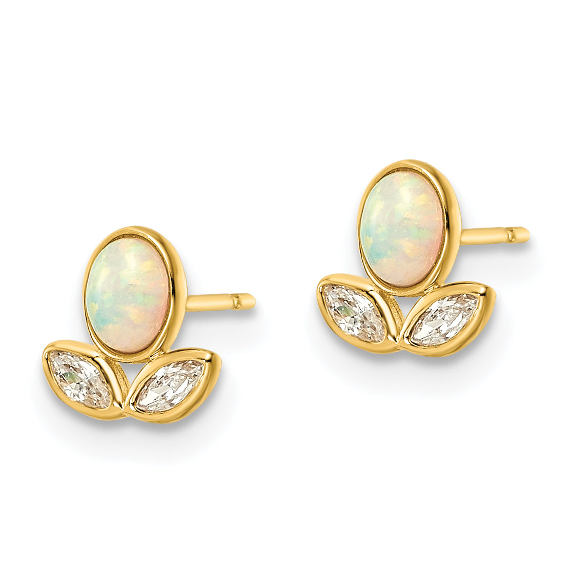 14k CZ & Created Opal Post Earrings Secondary image