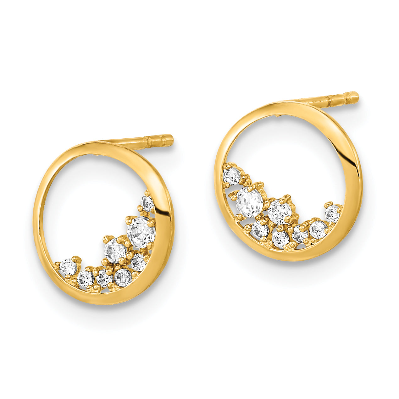 14K Polished Open Circle CZ Post Earrings Secondary image