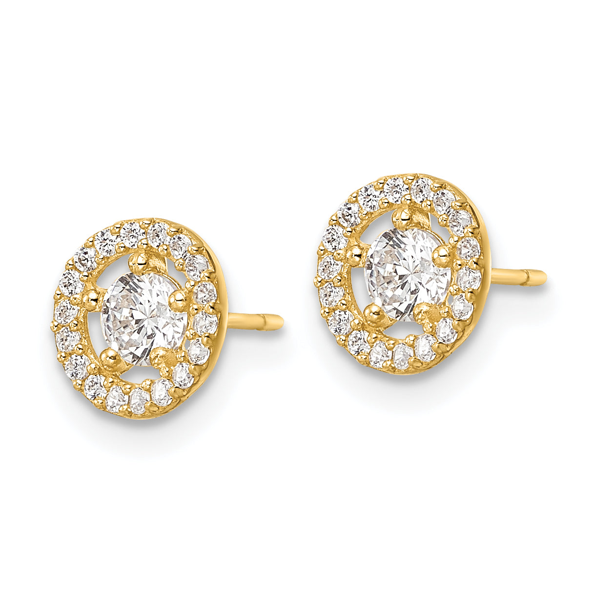 14k CZ Halo Stud Earrings Secondary image