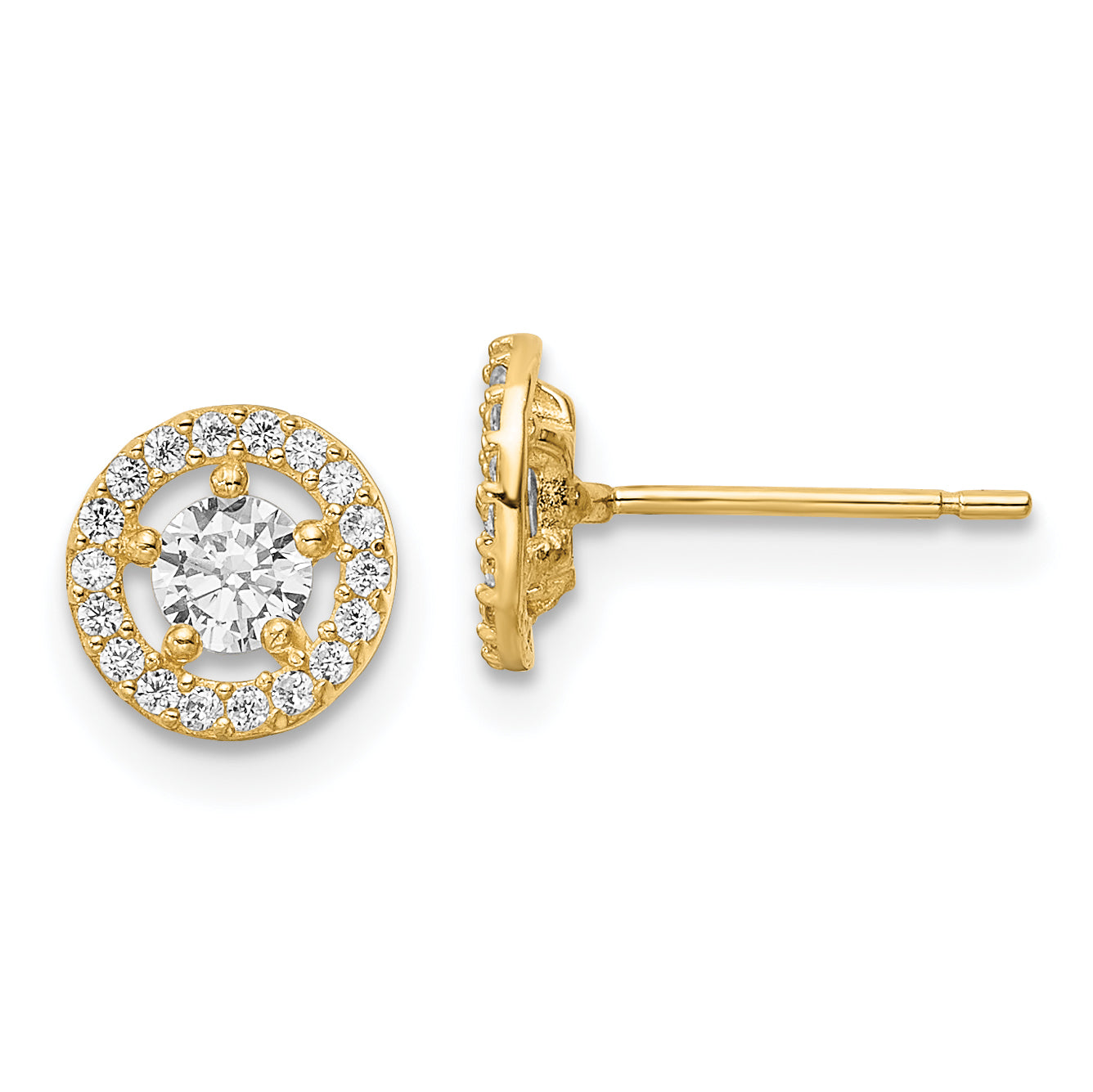 14k CZ Halo Stud Earrings Main image