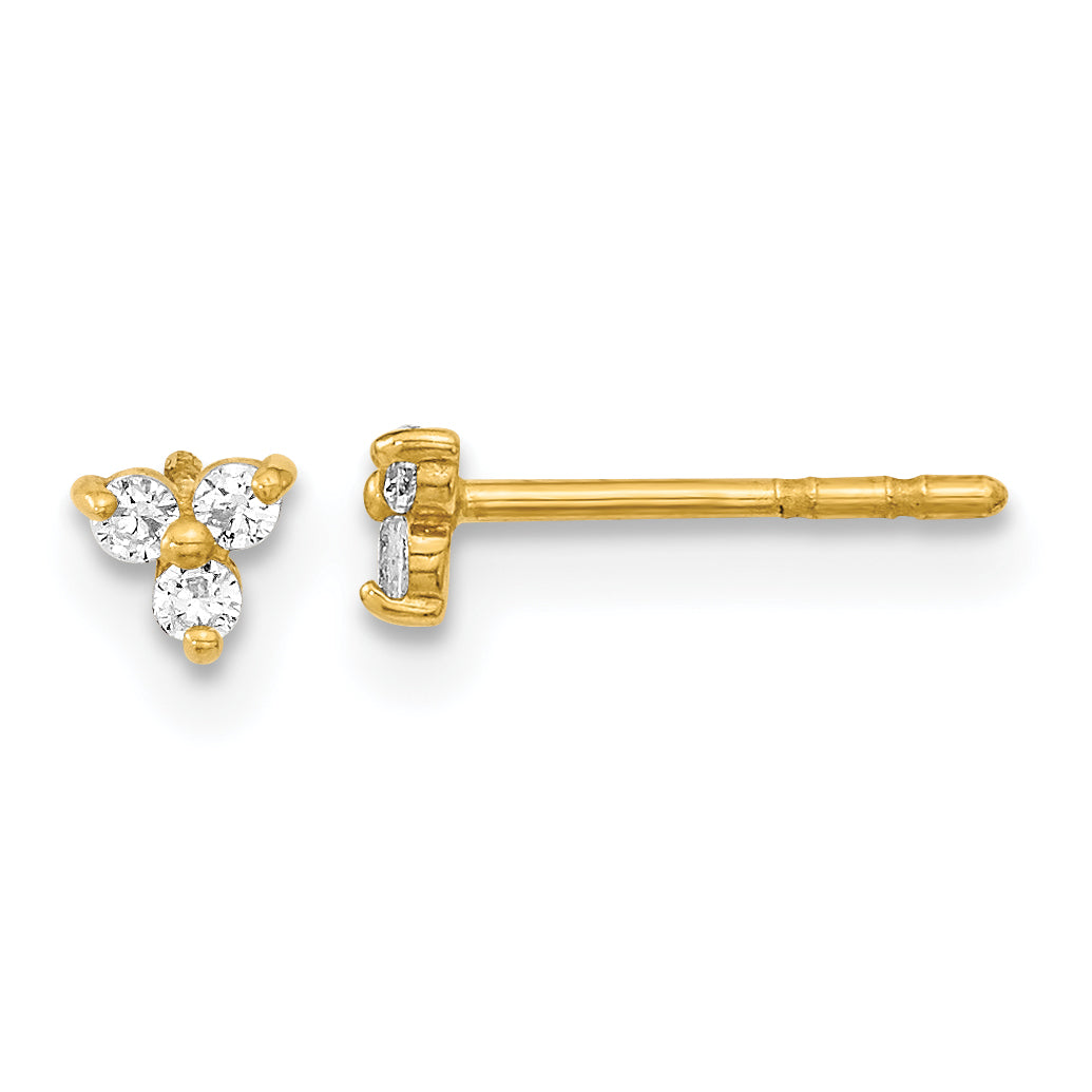 14K Polished CZ Triangle Post Earrings Main image