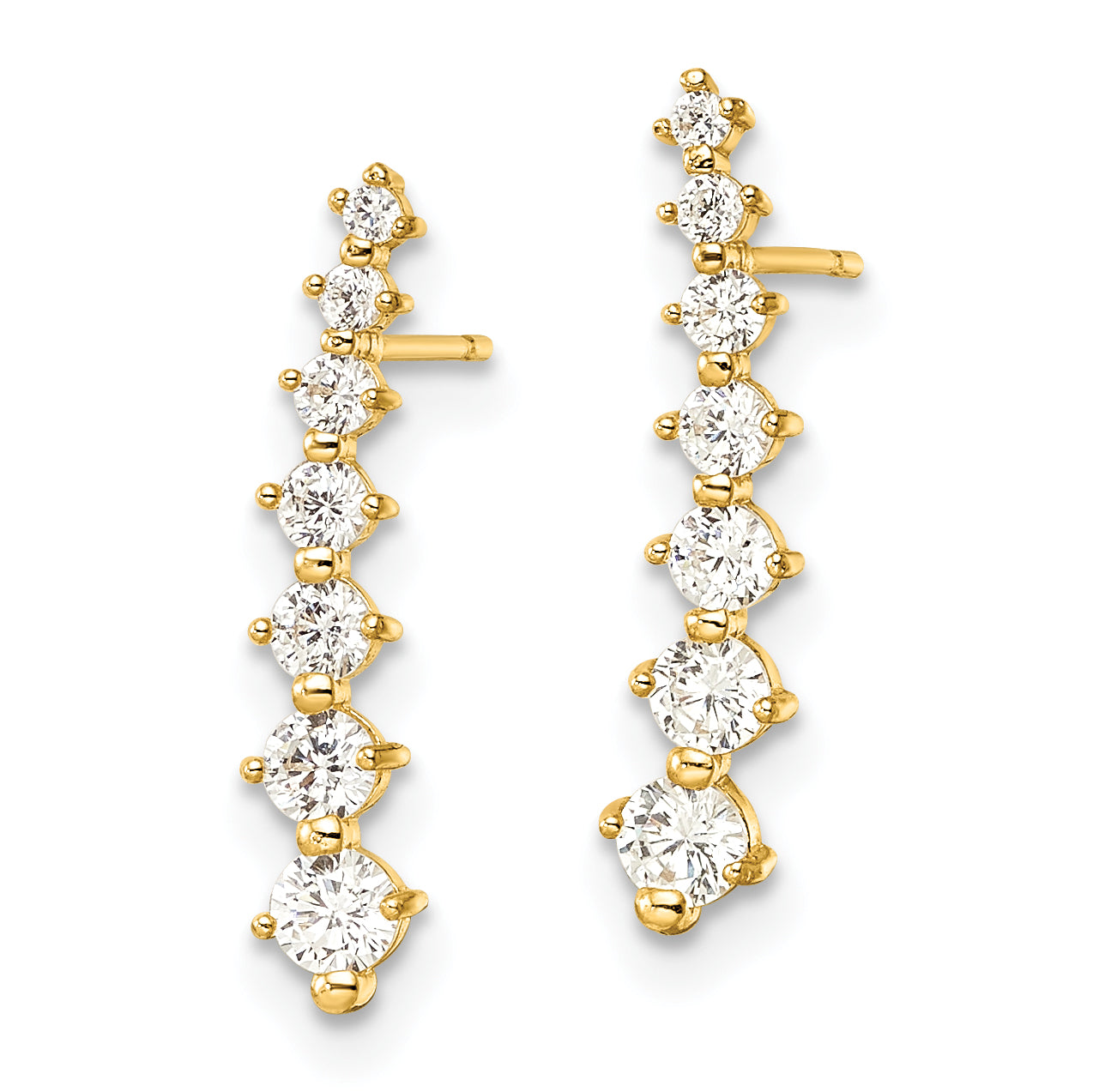 14K Polished White CZ Post Earrings Secondary image