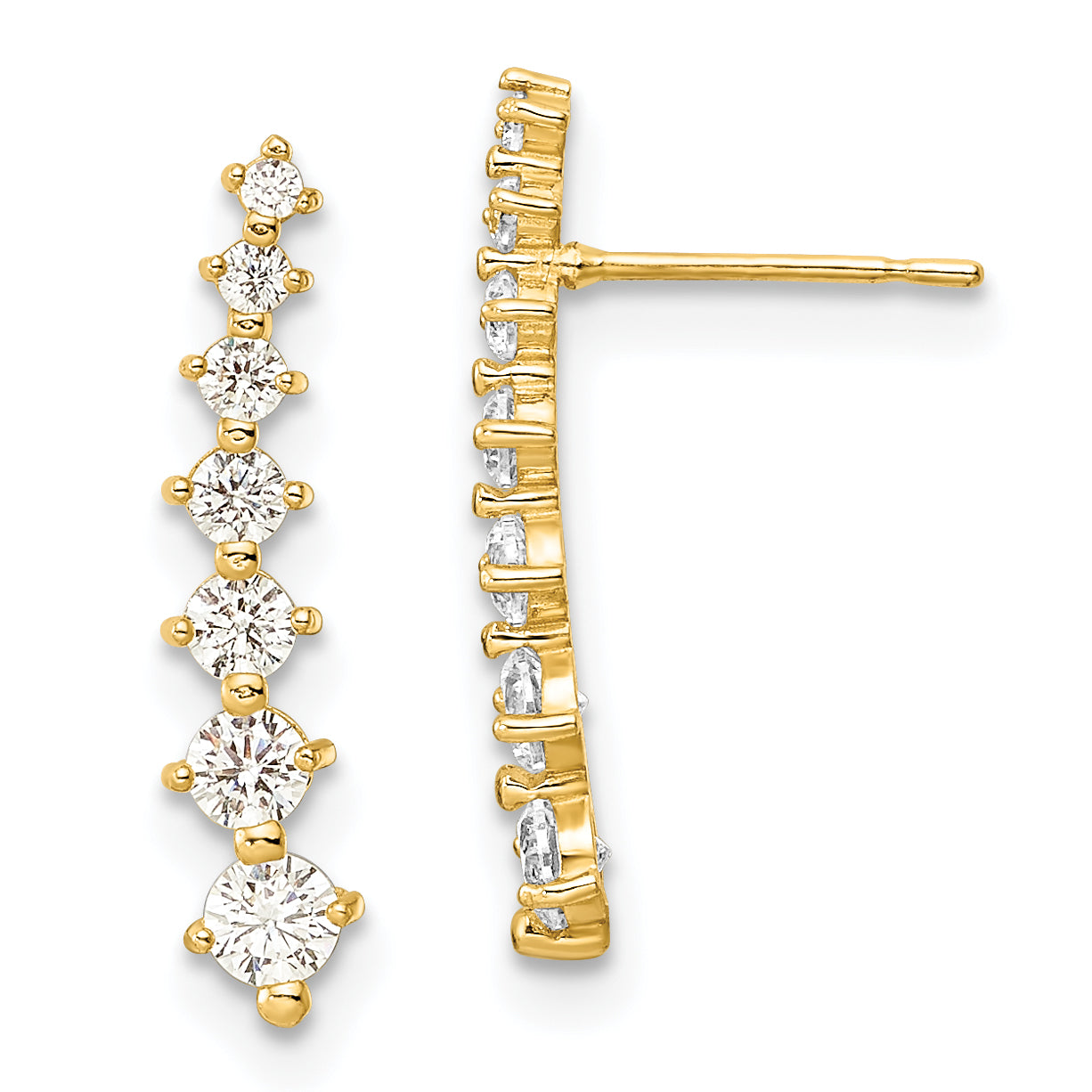 14K Polished White CZ Post Earrings Main image