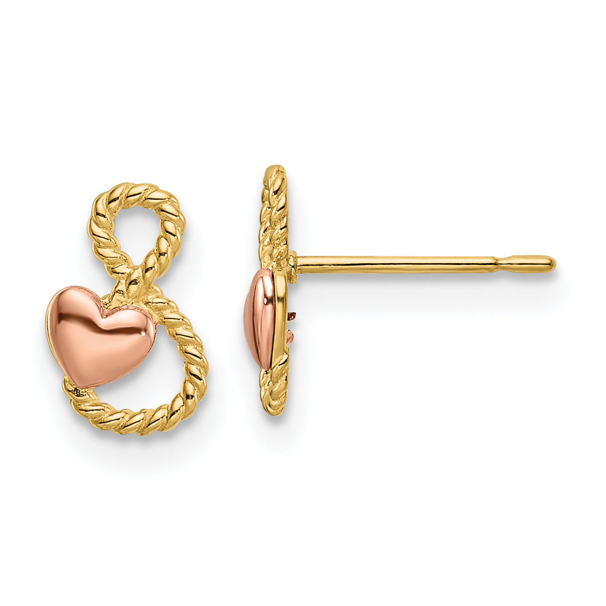 14k Two-tone Heart Post Earrings Main image