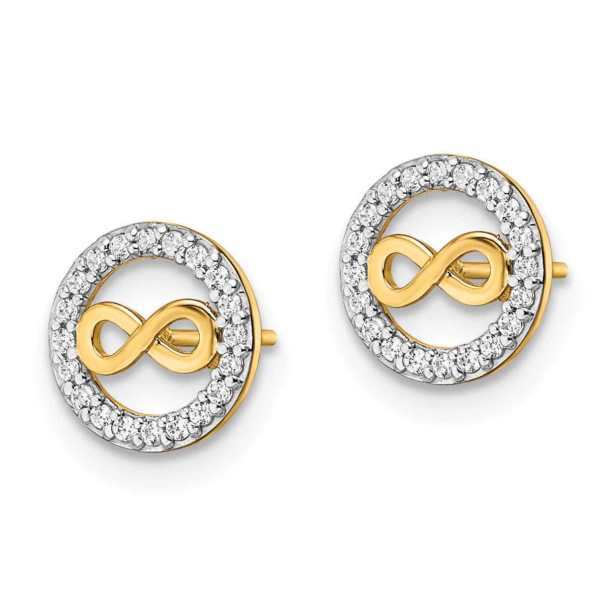 14k CZ Infinity Symbol Post Earrings Secondary image