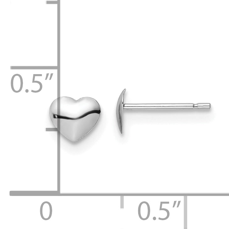 14K White Gold Polished Heart Post Stud Earrings