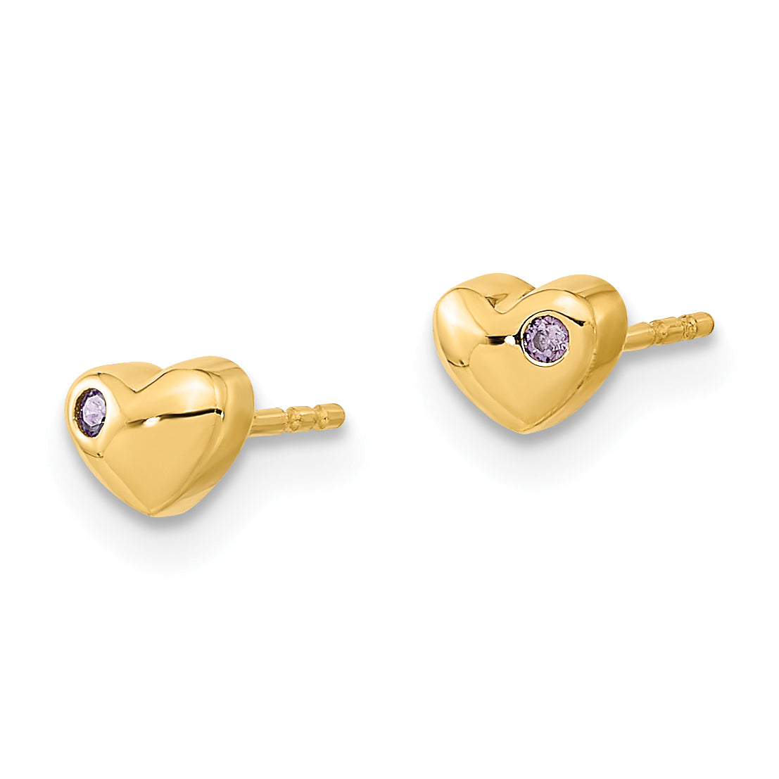 14K Polished Heart with CZ Post Earrings Secondary image