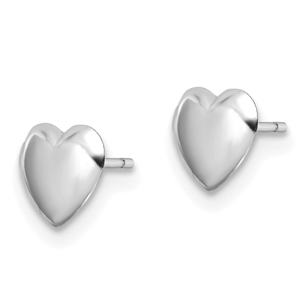 14K White Gold Polished Heart Post Earrings Secondary image