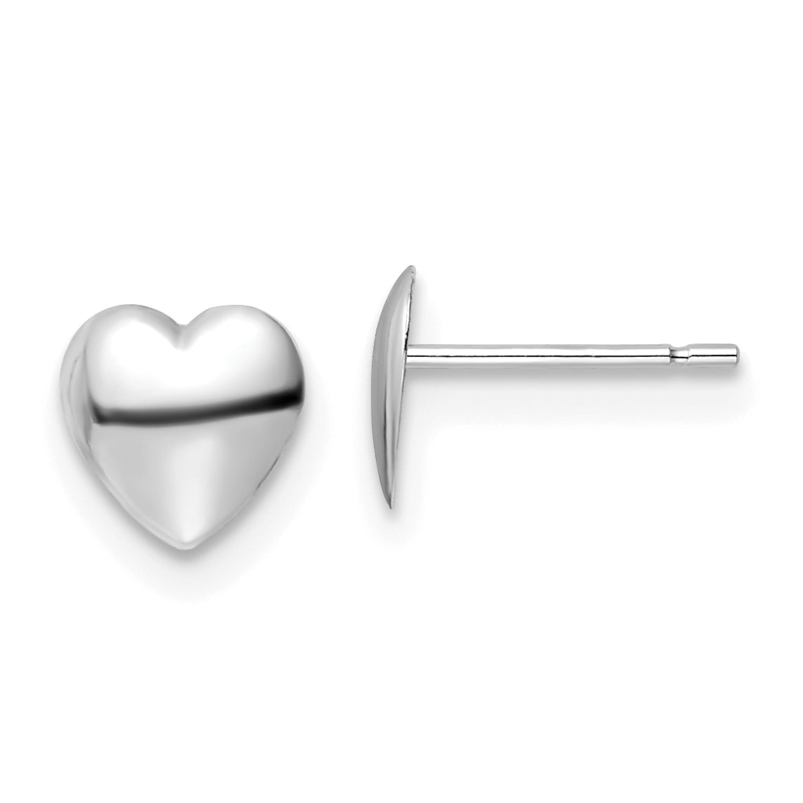 14K White Gold Polished Heart Post Earrings Main image