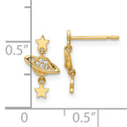 14k CZ Saturn & Stars Dangle Post Earrings