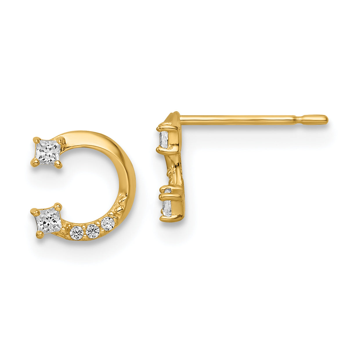 14k CZ Horseshoe Post Earrings Main image