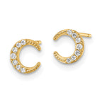 14k CZ Moon Post Earrings