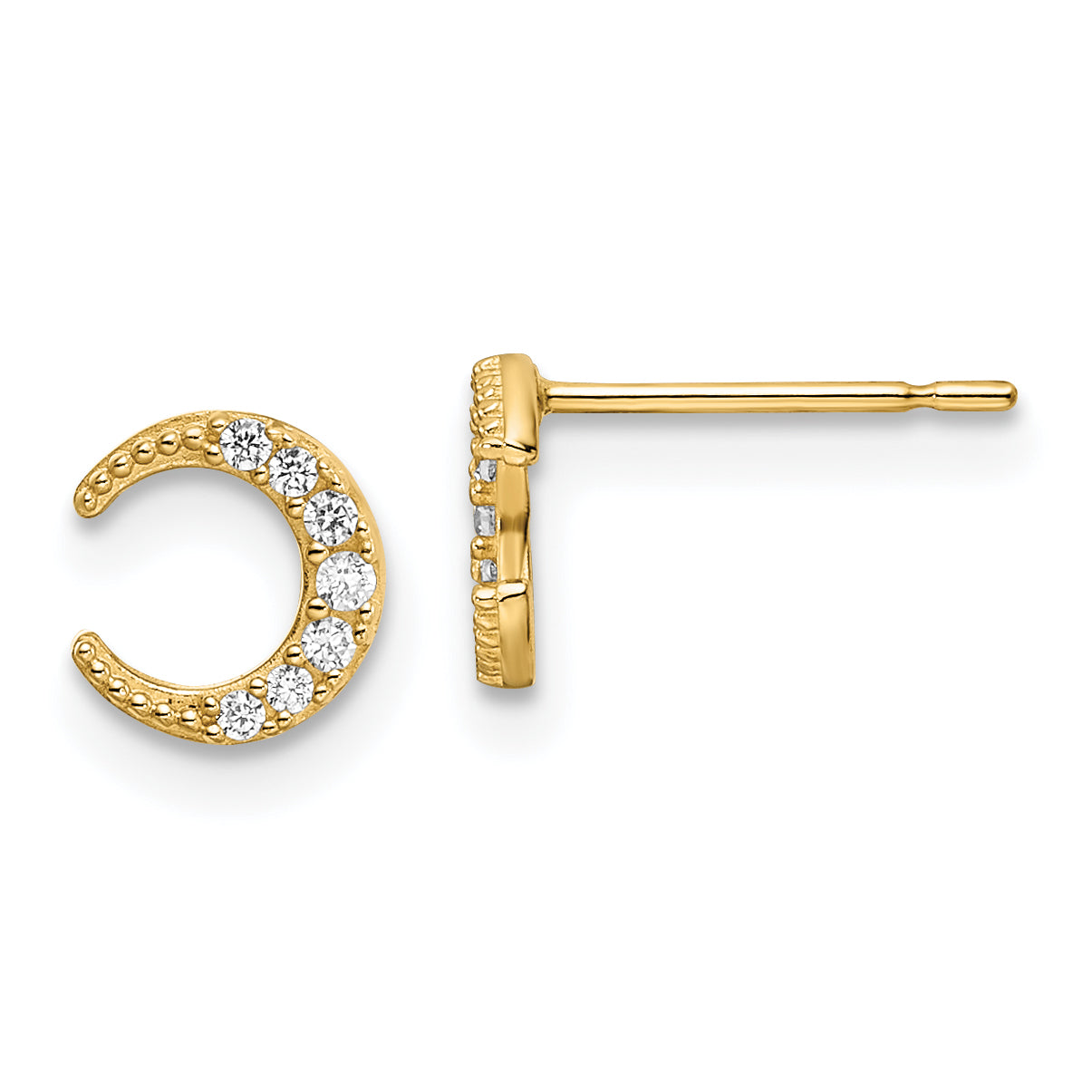 14k CZ Moon Post Earrings Main image