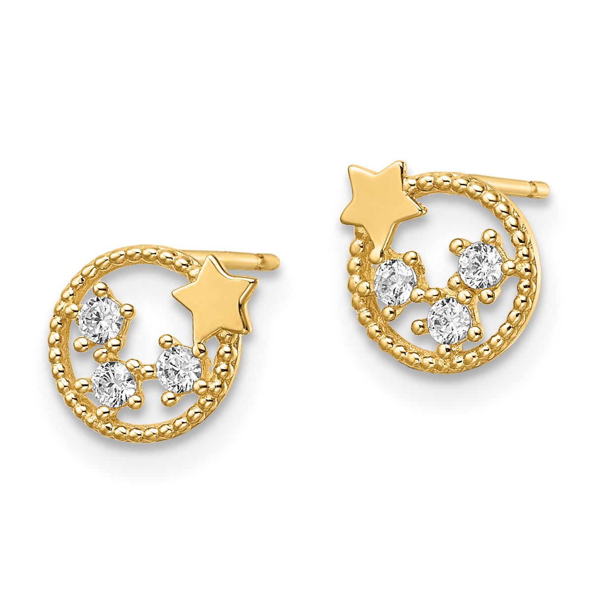 14k CZ Stars Post Earrings Secondary image