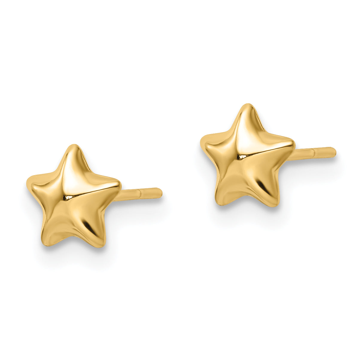 14k Polished Small Puffed Star Post Earrings Secondary image