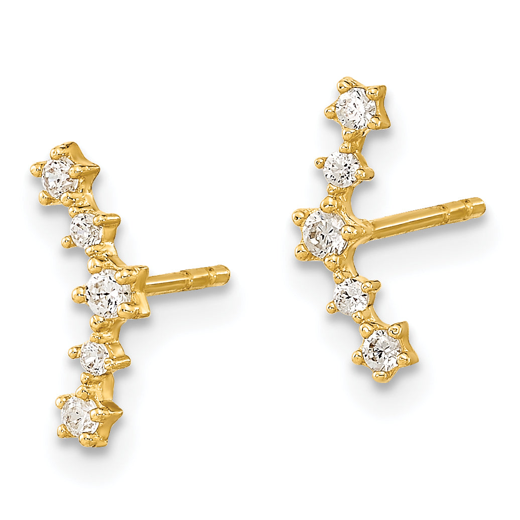 14K Polished Fancy CZ Post Earrings Secondary image