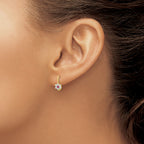 14K Polished Red and White CZ Flower Hoop Earrings