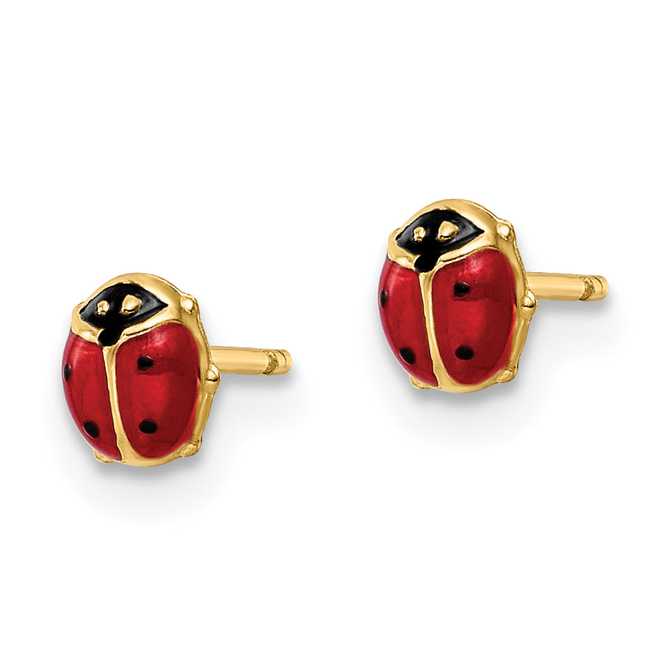14k Polished Enameled Small Ladybug Post Earrings Secondary image