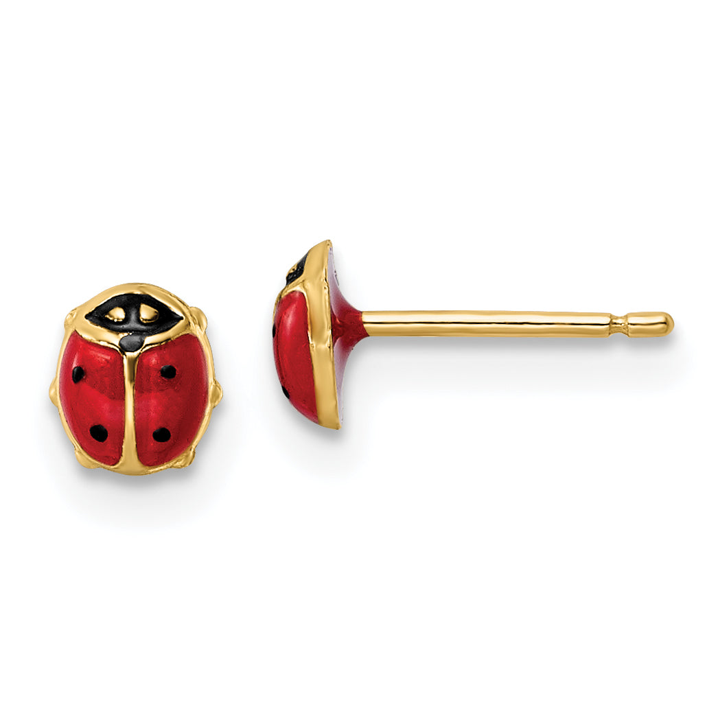 14k Polished Enameled Small Ladybug Post Earrings Main image