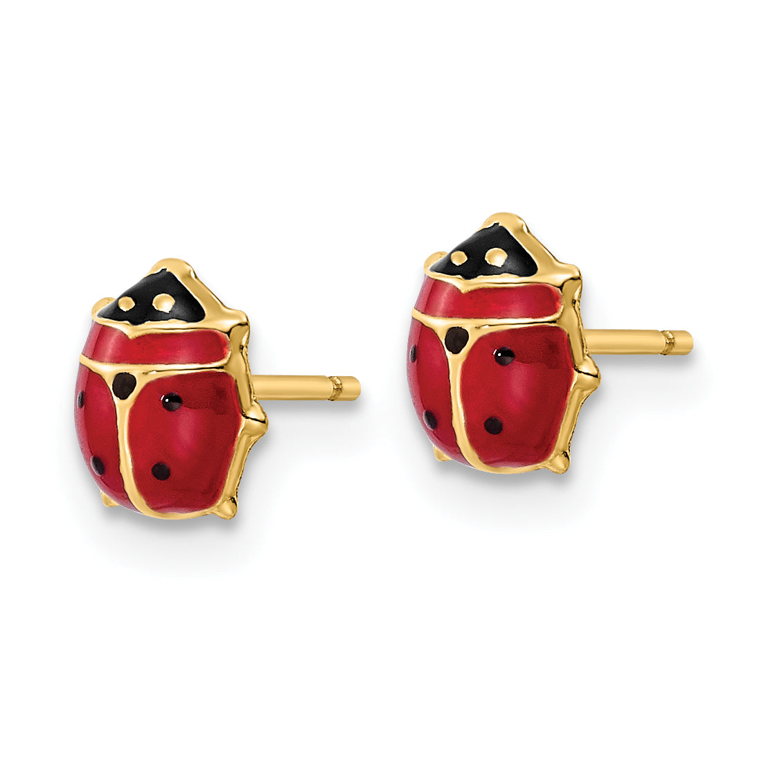 14k Polished Enameled Medium Ladybug Post Earrings Secondary image