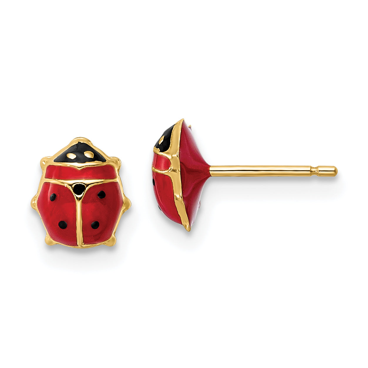 14k Polished Enameled Medium Ladybug Post Earrings Main image