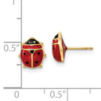 14k Polished Enameled Large Ladybug Post Earrings