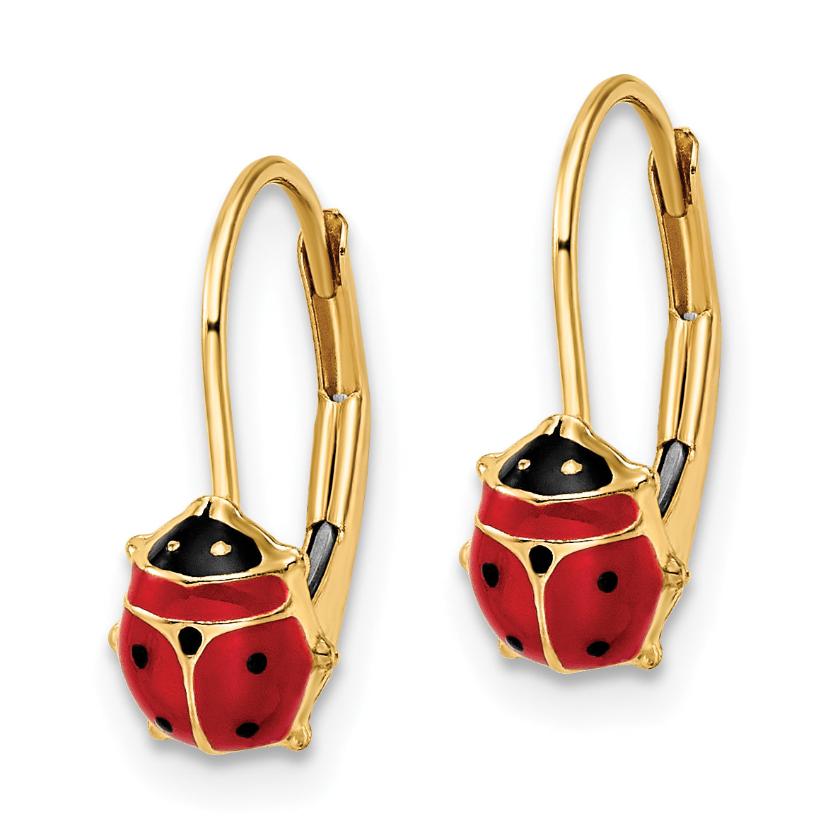 14k Polished Enameled Ladybug Leverback Earrings Secondary image