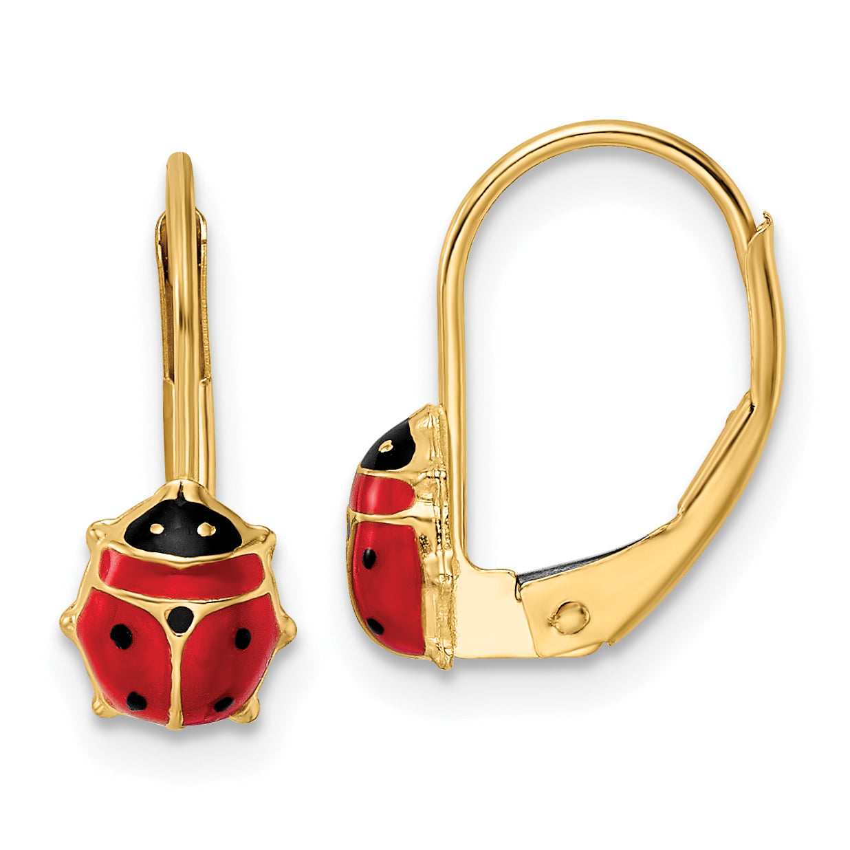 14k Polished Enameled Ladybug Leverback Earrings Main image