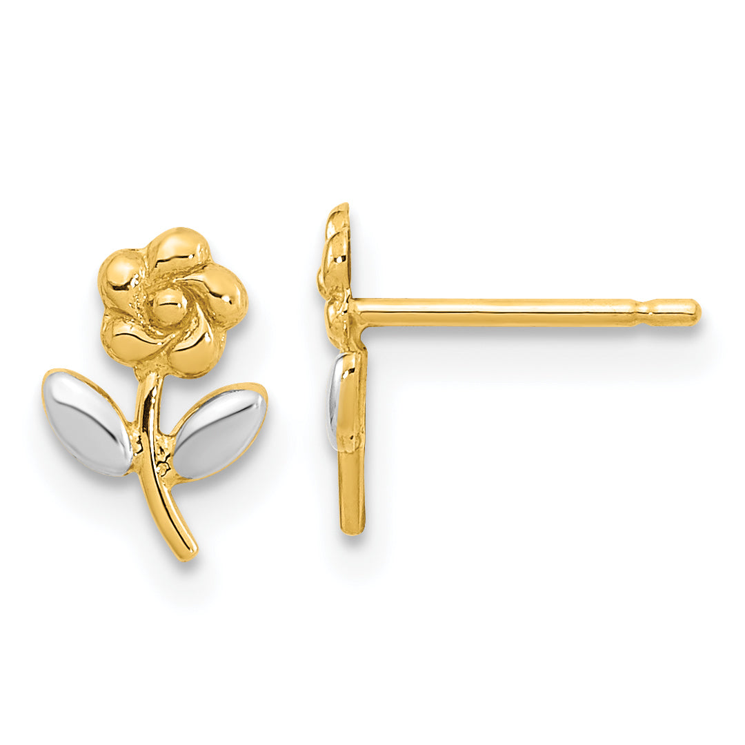 14K and Rhodium Flower Post Earrings Main image