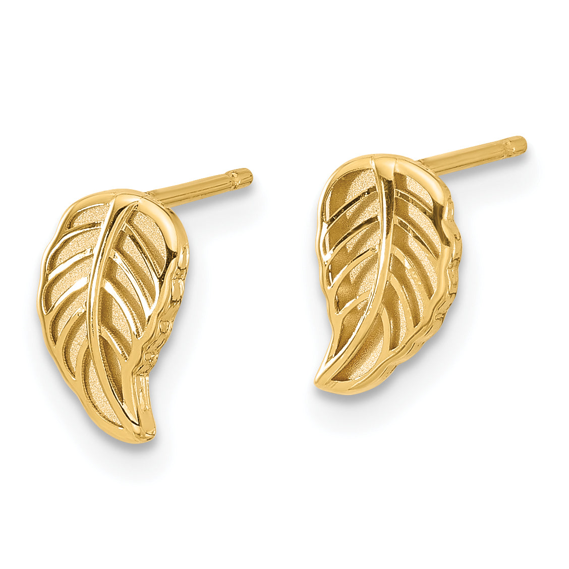 14K Two Tone Leaf Post Earrings Secondary image