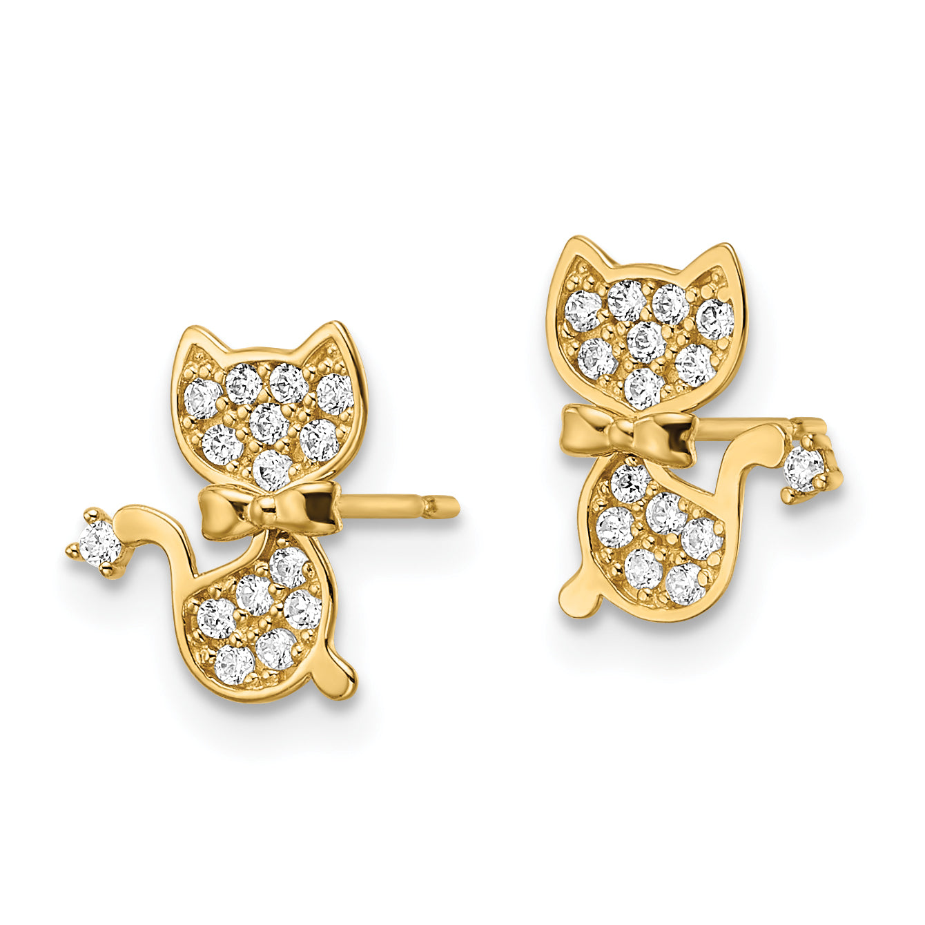 14k CZ Cat Post Earrings Secondary image