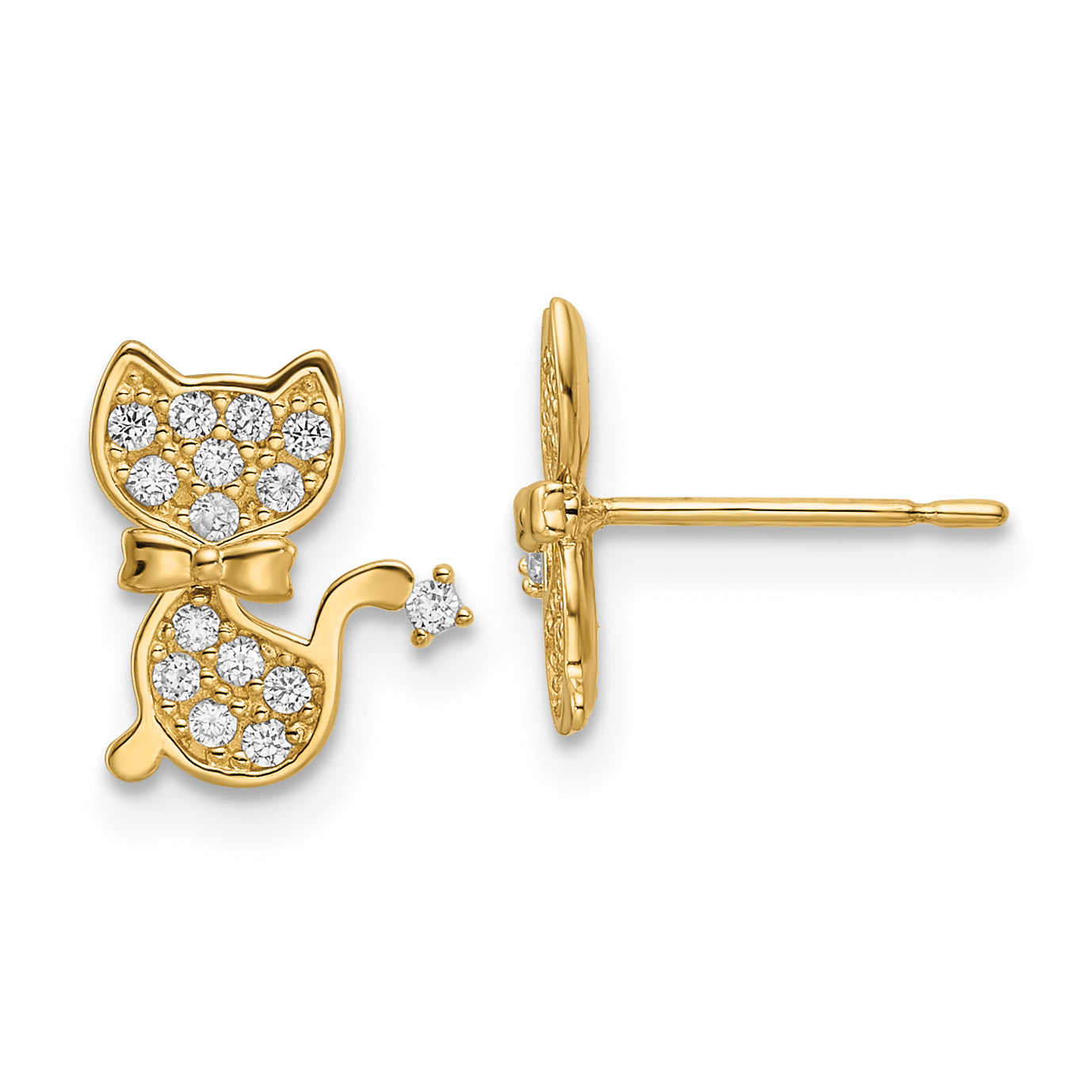 14k CZ Cat Post Earrings Main image