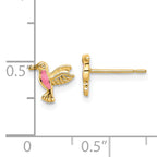 14k Pink Enamel Hummingbird Post Earrings