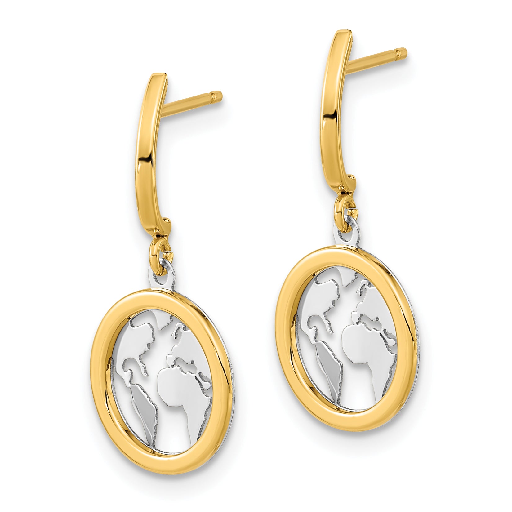 14K Polished White Rhodium Earth Dangle Earrings Secondary image