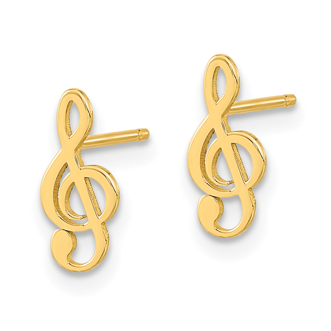 14K Polished Treble Clef Note Post Earrings Secondary image