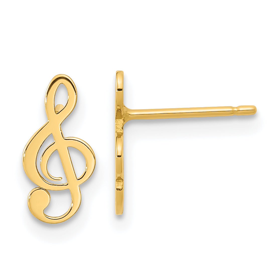 14K Polished Treble Clef Note Post Earrings Main image