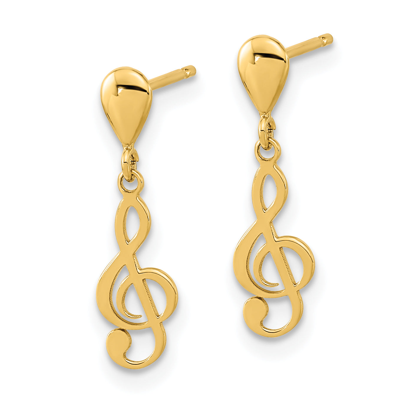 14K Polished Treble Clef Dangle Earrings Secondary image