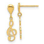 14K Polished Treble Clef Dangle Earrings