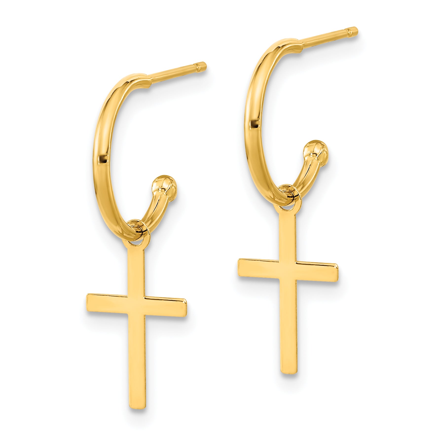 14K Polished Cross Dangle Earrings Secondary image