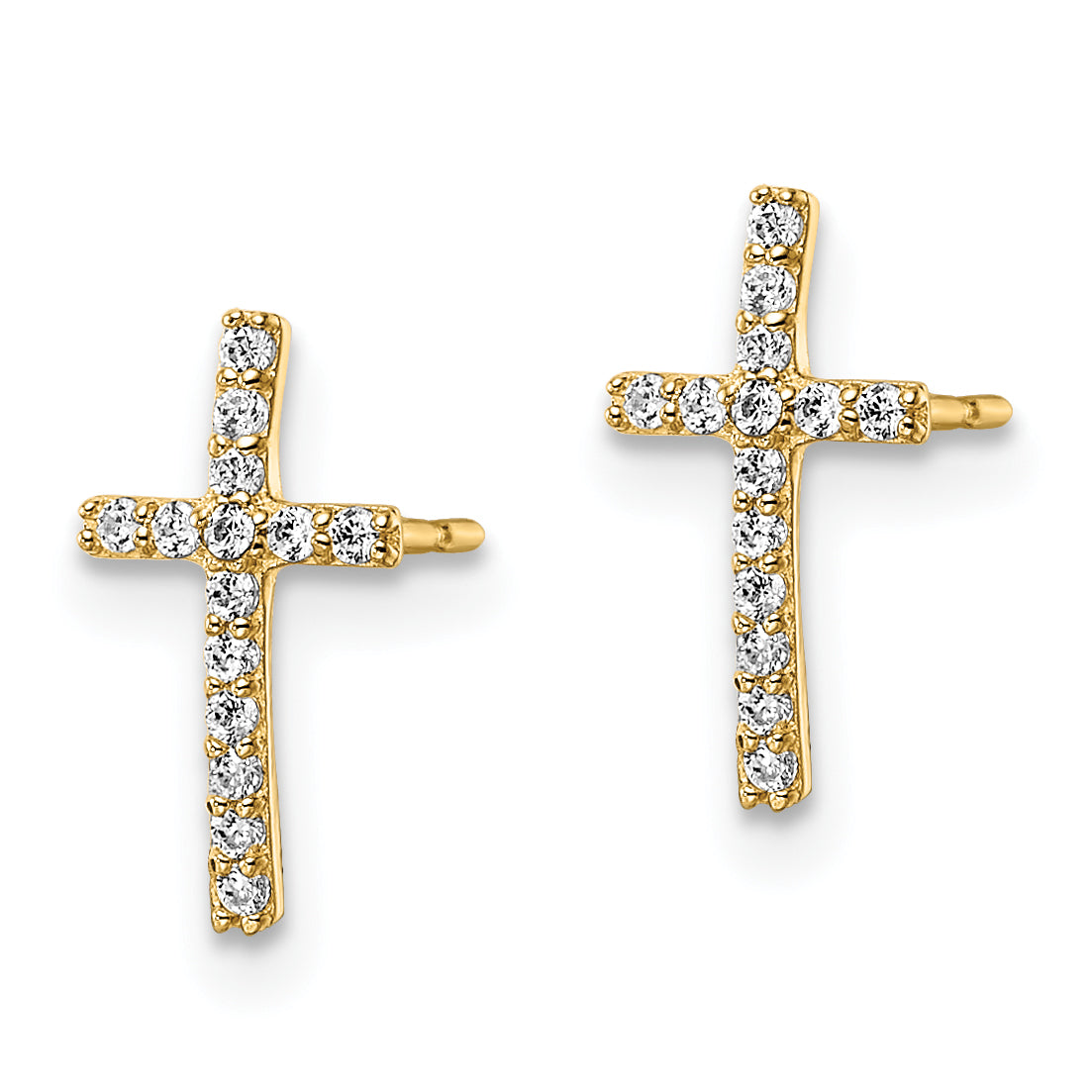 14k CZ Cross Post Earrings Secondary image