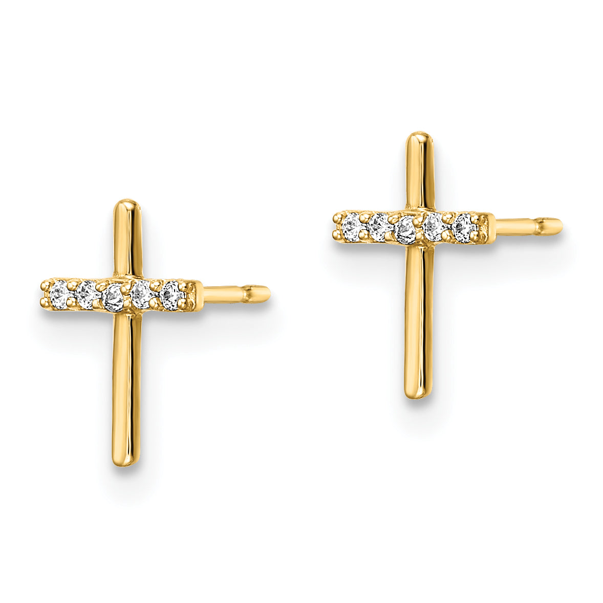 14k CZ Cross Post Earrings Secondary image
