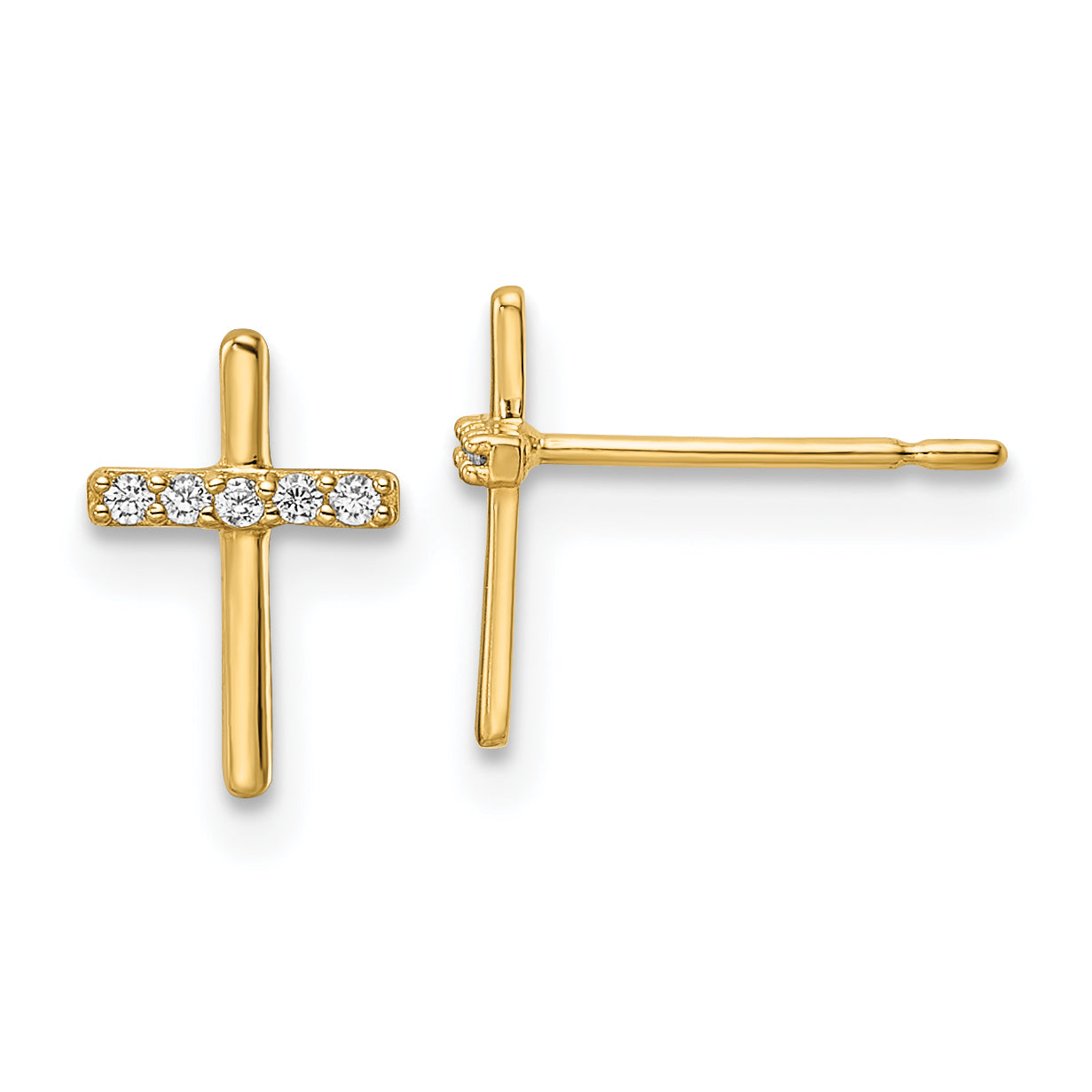 14k CZ Cross Post Earrings Main image