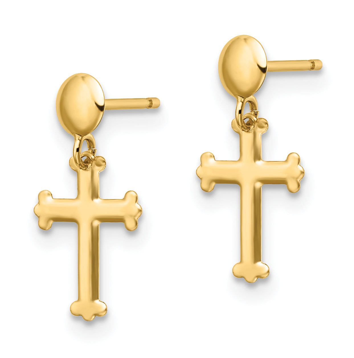 14K Polished Cross Post Dangle Earrings Secondary image