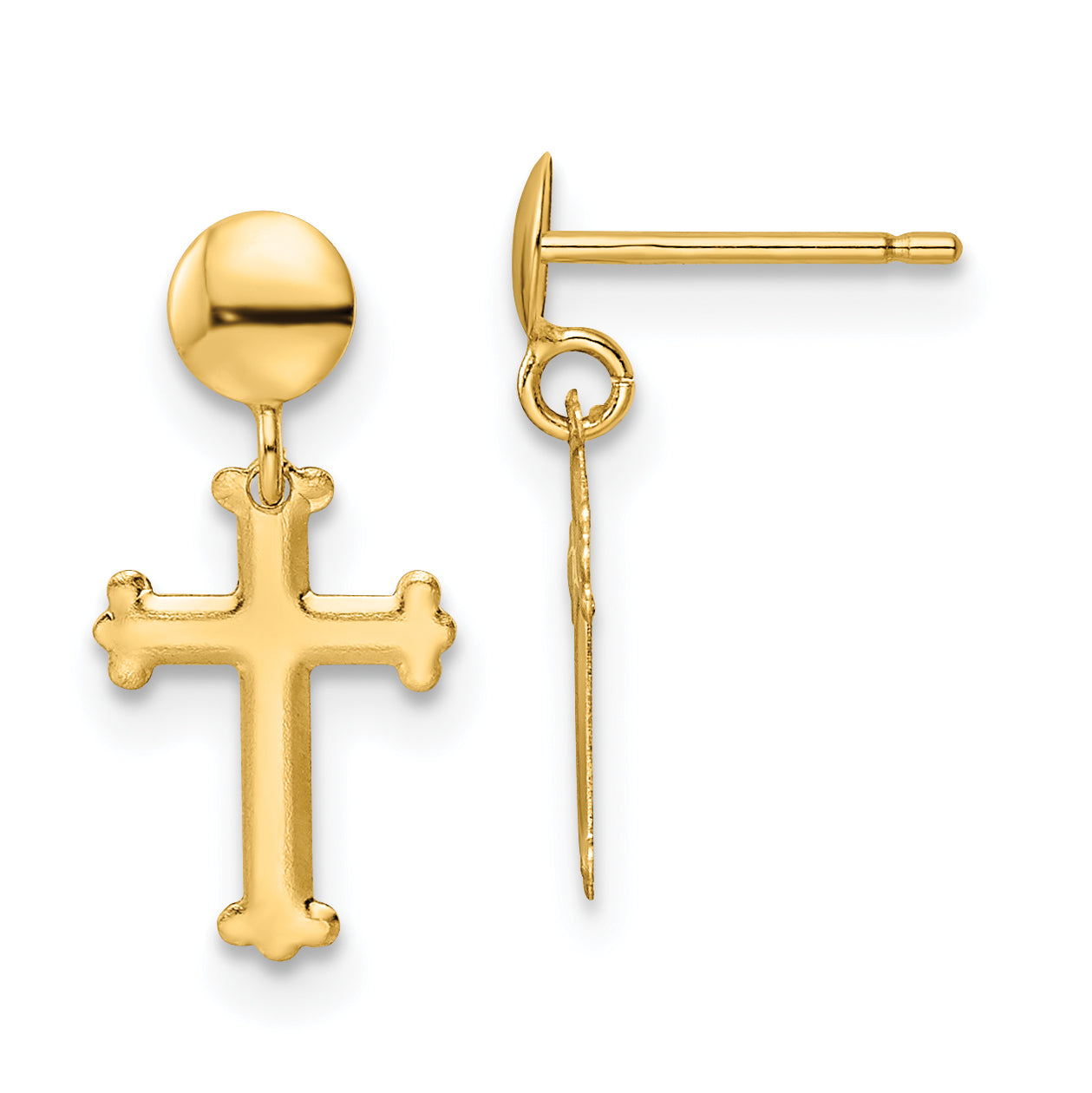 14K Polished Cross Post Dangle Earrings Main image