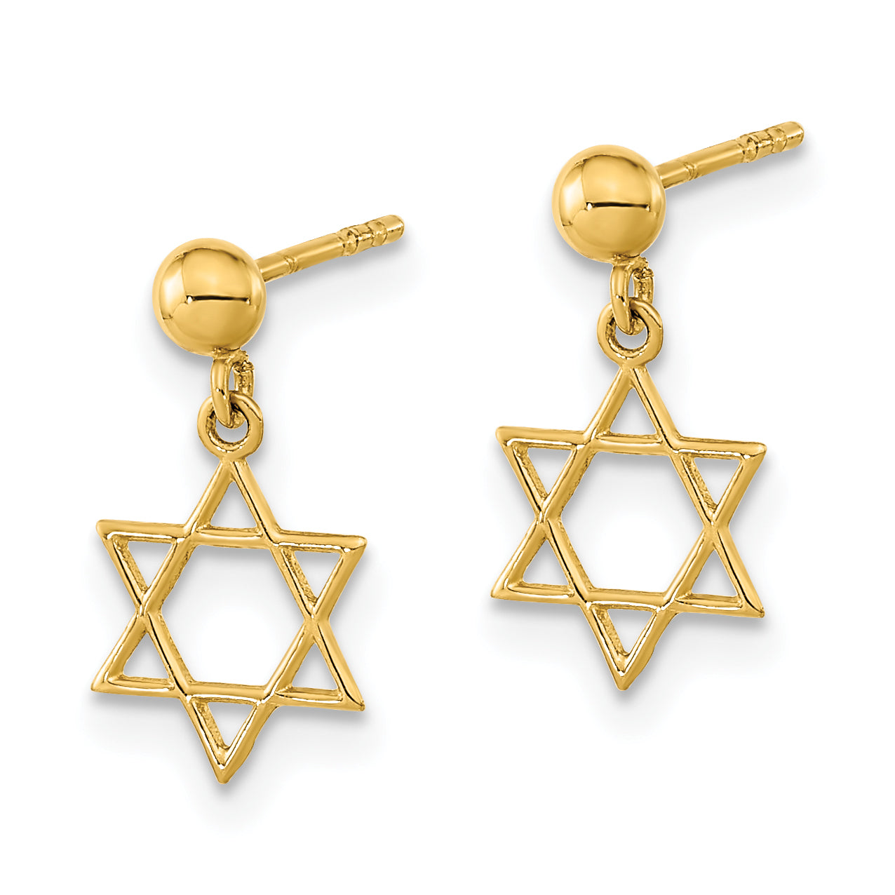 14K Polished Star of David Post Dangle Earrings Secondary image